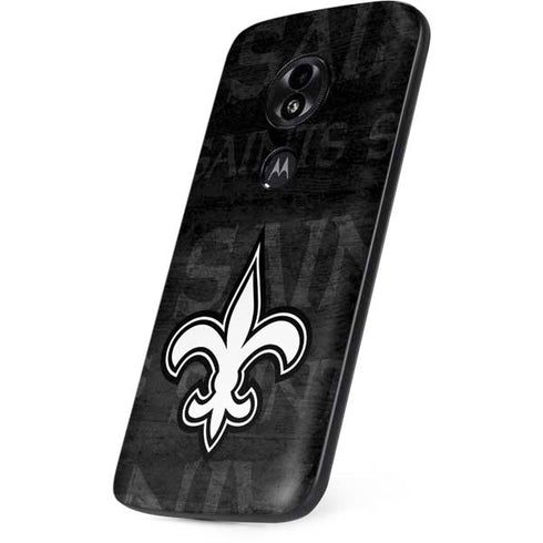 NFL New Orleans Saints Black & White Moto E5 Play Skin
